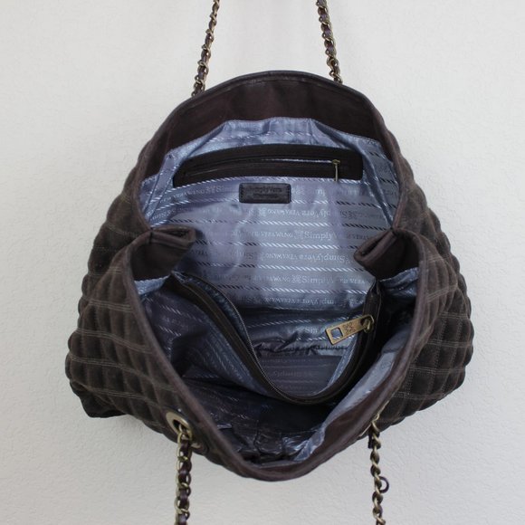 Simply Vera Vera Wang Brown Cocoa Quilted Handbag Shoulder Bag - Picture 10 of 11